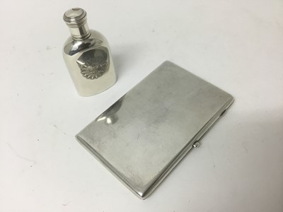 Lot 12 - Victorian silver communion wine flask, together with a silver cigarette case