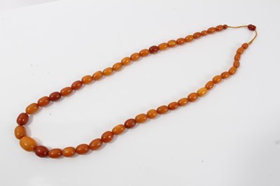 Lot 16 - Old amber bead necklace with a string of graduated butterscotch beads
