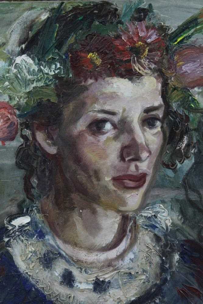 Lot 209 - Manner of Omega School oil on board, The May Queen, indistinctly signed and dated 1940.