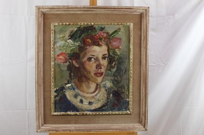 Lot 209 - Manner of Omega School oil on board, The May Queen, indistinctly signed and dated 1940.