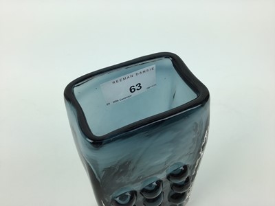 Lot 63 - Whitefriars indigo mobile phone vase designed by Geoffrey Baxter, 16.5cm high