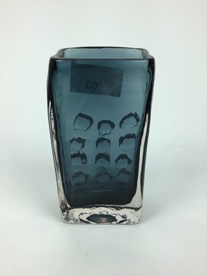 Lot 63 - Whitefriars indigo mobile phone vase designed by Geoffrey Baxter, 16.5cm high