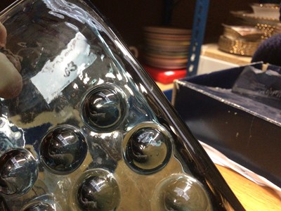 Lot 63 - Whitefriars indigo mobile phone vase designed by Geoffrey Baxter, 16.5cm high