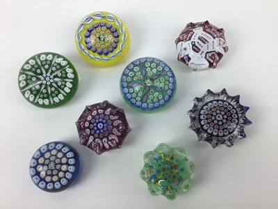Lot 613 - Eight John Deacons art glass paperweights (8)