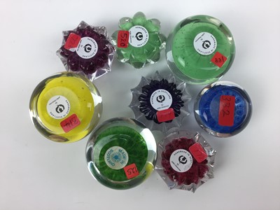 Lot 613 - Eight John Deacons art glass paperweights (8)