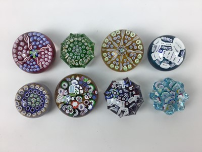 Lot 607 - Eight John Deacons art glass paperweights (8)