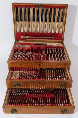 Lot 226 - Comprehensive and complete canteen of silver plated Kings Pattern cutlery, by Webber & Hill