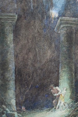 Lot 176 - M. Morier, early 20th century watercolour - figures in classical landscape, signed, unframed, 29cm x 22cm