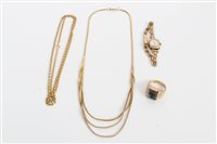 Lot 3234 - Gold (9ct) Accurist ladies' wristwatch on gold...