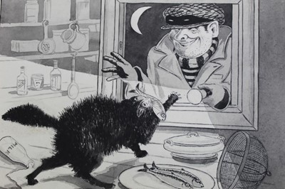 Lot 190 - Frederick Leighton Inder (1905-1983), Ipswich artist, collection of forty three pencil, pen and ink cartoons, mostly signed and inscribed, unframed, average size 37cm x 28cm