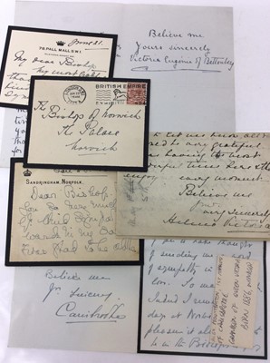 Lot 78 - The Grandchildren of H.M. Queen Victoria - five handwritten letters from H.R.H.Princess Helena Victoria (2) , Princess Victoria Eugenie of Battenberg , Lord Alexander Mountbattern , Ist Marques of...