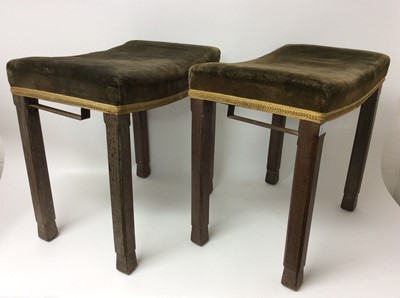 Lot 85 - The Coronation of T.M. King George VI and Queen Elizabeth , 12th May 1937, pair limed oak coronation stools with original velvet upholstery , stamps to undersides - Provenance : Formerly the proper...