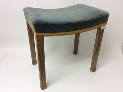 Lot 89 - The Coronation of H.M. Queen Elizabeth II , 2nd June 1953- limed oak Coronation stool with original blue velvet upholstery , stamps to underside - Provenance : Mrs Bertram Pollock the wife of the l...