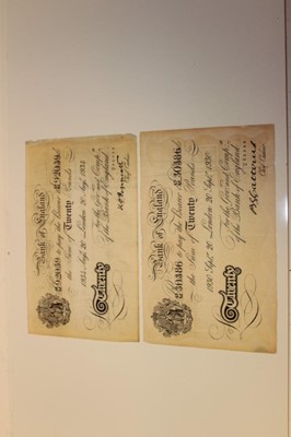 Lot 506 - Germany - WWII copies of twenty pound notes dated 20th Sept 1930 and 20th Aug 1934 (N.B. some water damage) otherwise F-AVF (2 banknotes)