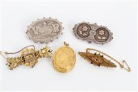 Lot 3239 - Two Victorian gold (9ct) bar brooches, two...