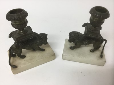 Lot 16 - Pair of 19th century grand tour bronze dwarf candlesticks