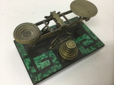 Lot 18 - Early 20th century malachite and slate postal scales