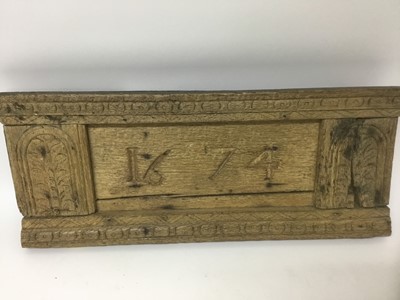 Lot 8 - 17th century carved and dated oak plaque