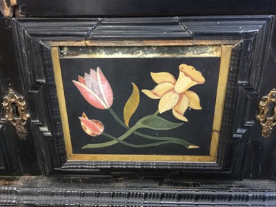 Lot 600 - Fine 18th century and later Italian pietra dura and ebonised cabinet on stand