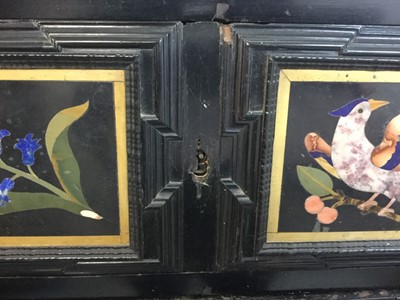 Lot 600 - Fine 18th century and later Italian pietra dura and ebonised cabinet on stand