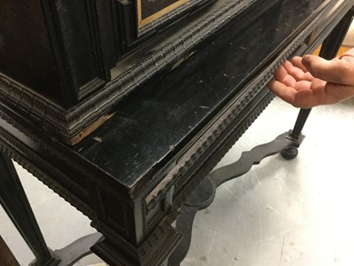 Lot 600 - Fine 18th century and later Italian pietra dura and ebonised cabinet on stand
