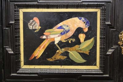 Lot 600 - Fine 18th century and later Italian pietra dura and ebonised cabinet on stand