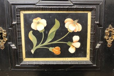 Lot 600 - Fine 18th century and later Italian pietra dura and ebonised cabinet on stand