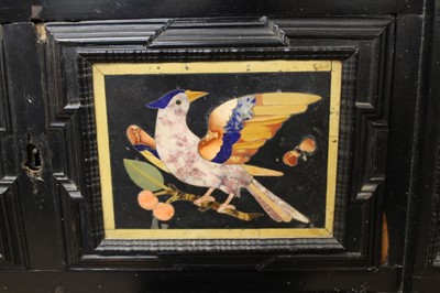 Lot 600 - Fine 18th century and later Italian pietra dura and ebonised cabinet on stand