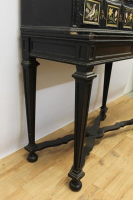 Lot 600 - Fine 18th century and later Italian pietra dura and ebonised cabinet on stand