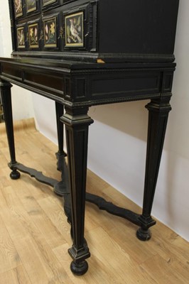 Lot 600 - Fine 18th century and later Italian pietra dura and ebonised cabinet on stand