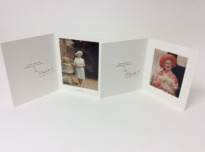 Lot 109 - H.M.Queen Elizabeth The Queen Mother , signed 1991,1992 Christmas cards both with colour portraits of The Queen Mother and signed ' from Elizabeth R '- Provenance : sent to The Queen Mother's Page...