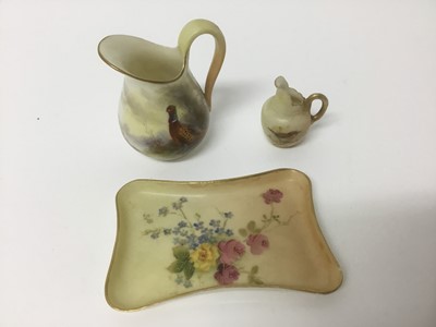Lot 61 - Royal Worcester miniature blush ivory vase, two other miniature Royal Worcester pieces