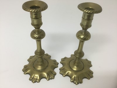 Lot 67 - Pair of George I / II brass candlesticks