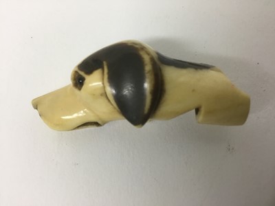 Lot 3 - Christmas present for the love of your life: Fine quality 19th century carved and stained ivory dog whistle