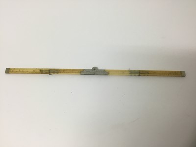 Lot 74 - 19th century four fold ivory and white metal ruler by J. Rabone & Sons, engraved Archd. Farlie 1879, 30cm long