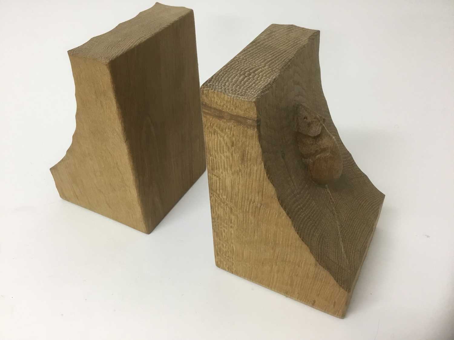Lot 133 - Pair of Robert Mouseman Thompson carved oak book ends