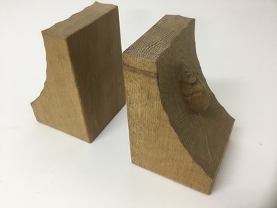 Lot 133 - Pair of Robert Mouseman Thompson carved oak book ends
