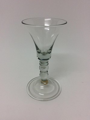 Lot 183 - James Powell & Sons, Whitefriars glass in the 18th century style with trumpet shaped bowl, on pedestal foot with paper label to underside