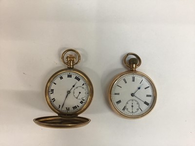 Lot 156 - Gentleman's Hunter pocket watch in gold plated case and another open faced pocket watch (2)