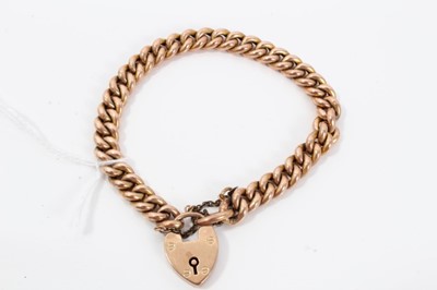 Lot 219 - Edwardian 9ct rose gold hollow link bracelet, with padlock clasp 
14.3g
