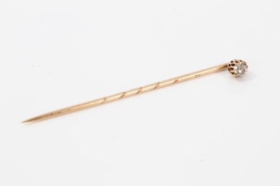 Lot 290 - Diamond stick pin with an old cut diamond estimated to weigh approximately 0.15cts