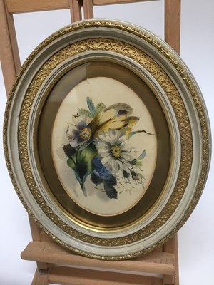 Lot 371 - Victorian botanical watercolour, unsigned, oval, 16 x 22cm, glazed frame