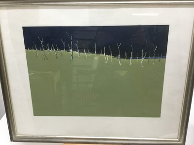 Lot 377 - Cliff Jones (1931-2000) colour print, hand finished, signed and dated '77, plate 32 x 48cm, glazed frame