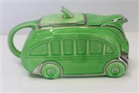 Lot 2070 - Art Deco green glazed teapot in the form of a...