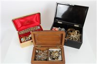 Lot 3249 - Three jewellery boxes containing costume...