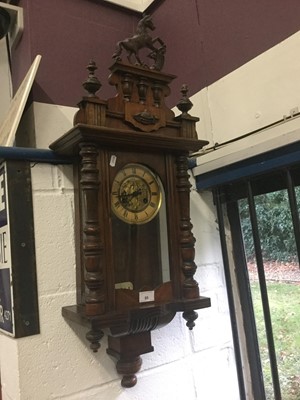 Lot 85 - Early 20th century Regulator wall clock with unusual horse mount