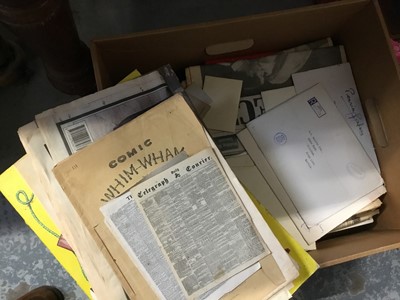 Lot 118 - Five boxes of assorted ephemera to include commemorative newspapers, stamps, books, The Wide World magazines etc