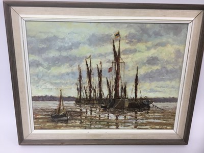 Lot 209 - Ray Allen, oil on board 'Awaiting the tide', signed, 30 x 38cm, framed