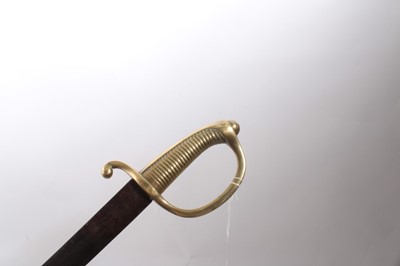 Lot 318 - 19th century French infantry sidearm with brass hilt and plain curved blade
