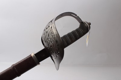 Lot 322 - Edwardian 1897 Pattern Infantry Officers' sword in associated pigskin scabbard, two fencing foils and steel scabbard (4)